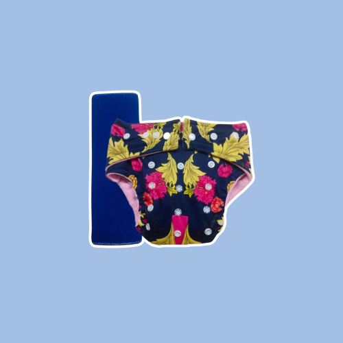 Butterfly Navy - Diaper with Booster Insert (34)