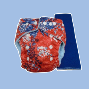 Floral Red & Blue - Diaper with Booster Insert (62)