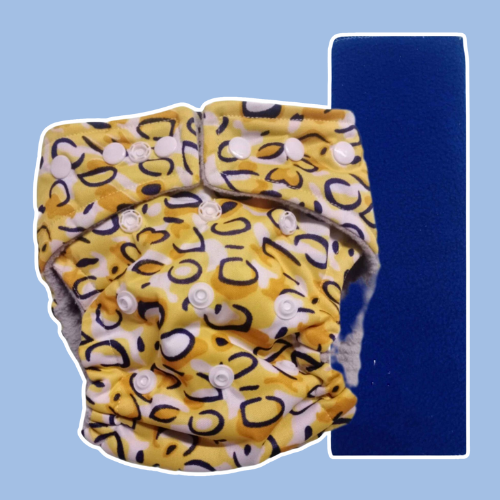 Leopard Yellow - Diaper with Booster Insert (74)