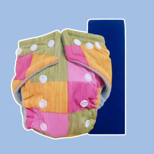 Geometric Orange & Pink - Diaper with Booster Insert (82)