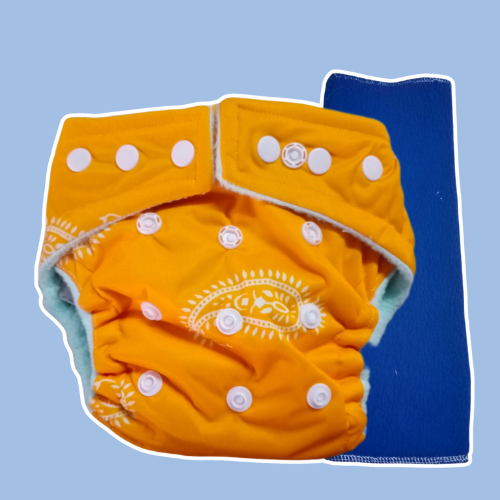 Dotted Yellow - Diaper with Booster Insert (84)