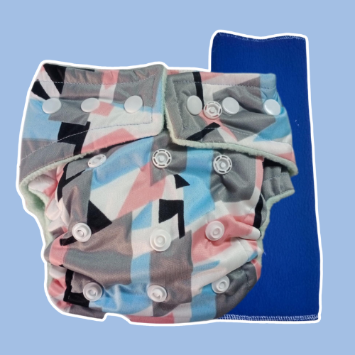 Geometric Gray - Diaper with Booster Insert (86)