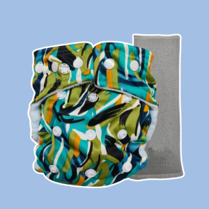 Geometric Blue - Diaper with Booster Insert (95)