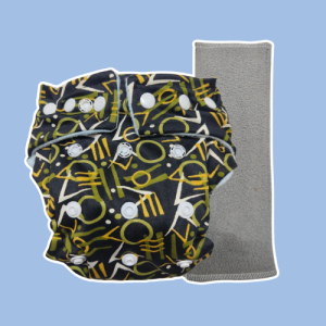 Geometric Black & White Dots - Diaper with Booster Insert (93)