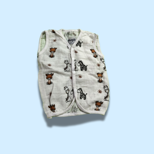 White Safari Animal - Muslin Jablas Sleeve Less