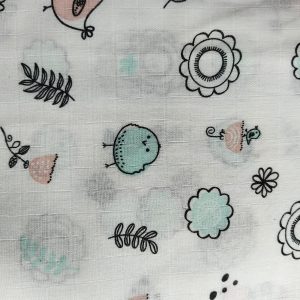 Birds & Flowers Printed - Muslin Swaddle Towel